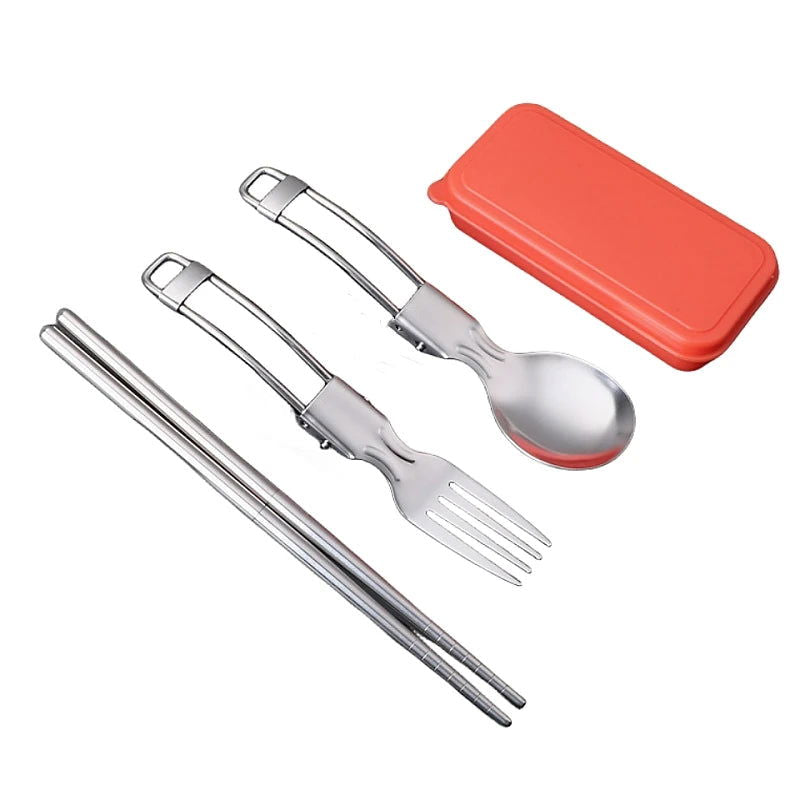 304 Stainless Steel Solding spoon Creative Tableware Outdoor Portable Three-Fold Spoon Fork Travel Folding Spoon camping gear - Slobuy