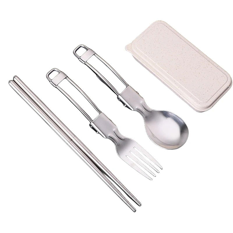 304 Stainless Steel Solding spoon Creative Tableware Outdoor Portable Three-Fold Spoon Fork Travel Folding Spoon camping gear - Slobuy