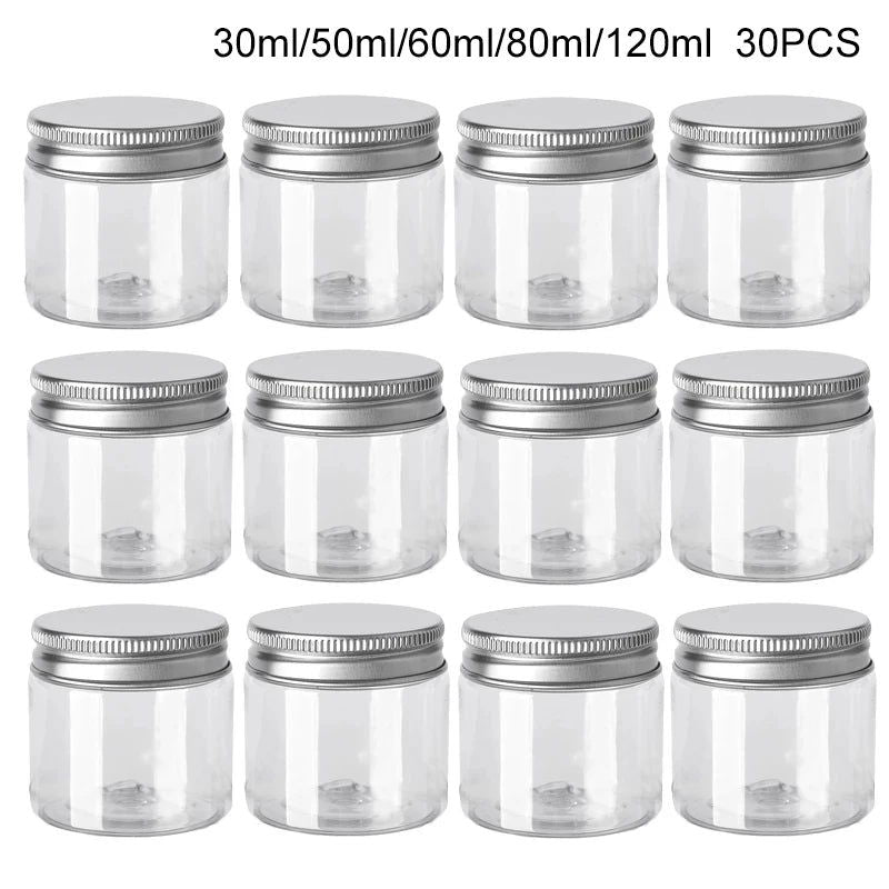 30Pcs 50ml Empty Plastic Clear Cosmetic Jars With Lid Skincare Makeup Containers Pill Cream Sample Pot Spice Jars Travel Bottles - Slobuy