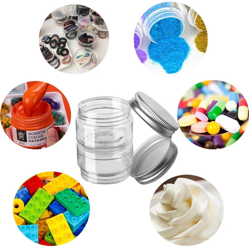 30Pcs 50ml Empty Plastic Clear Cosmetic Jars With Lid Skincare Makeup Containers Pill Cream Sample Pot Spice Jars Travel Bottles - Slobuy