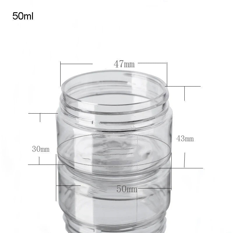 30Pcs 50ml Empty Plastic Clear Cosmetic Jars With Lid Skincare Makeup Containers Pill Cream Sample Pot Spice Jars Travel Bottles - Slobuy