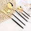 30Pcs Black Dinnerware Set Knife Cake Fork Spoon Cutlery Set Stainless Steel Tableware Kitchen Flatware Silverware Drop Shipping - Slobuy