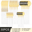30Pcs White Gold Cutlery Set Stainless Steel Tableware Knife Cake Fork Spoon Dinnerware Set Kitchen Flatware Silverware - Slobuy