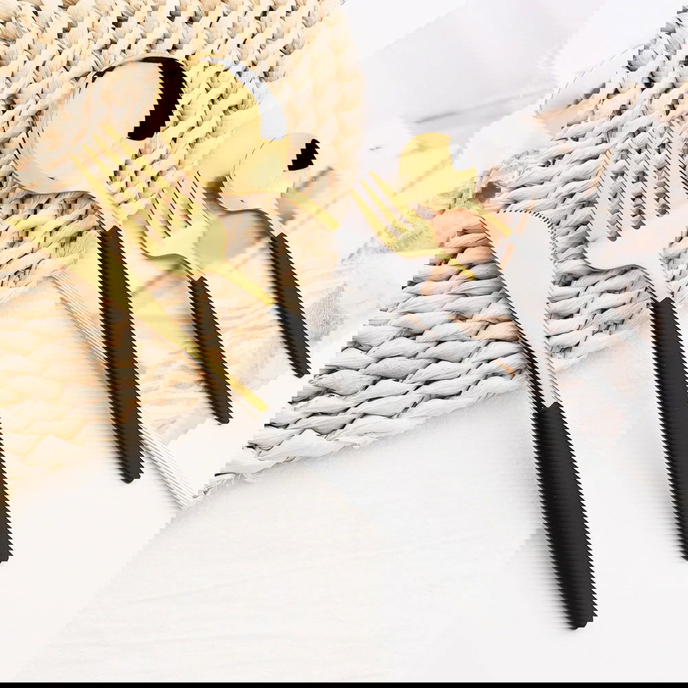 30Pcs White Gold Cutlery Set Stainless Steel Tableware Knife Cake Fork Spoon Dinnerware Set Kitchen Flatware Silverware - Slobuy