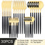 30Pcs White Gold Cutlery Set Stainless Steel Tableware Knife Cake Fork Spoon Dinnerware Set Kitchen Flatware Silverware - Slobuy