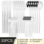 30Pcs White Gold Cutlery Set Stainless Steel Tableware Knife Cake Fork Spoon Dinnerware Set Kitchen Flatware Silverware - Slobuy