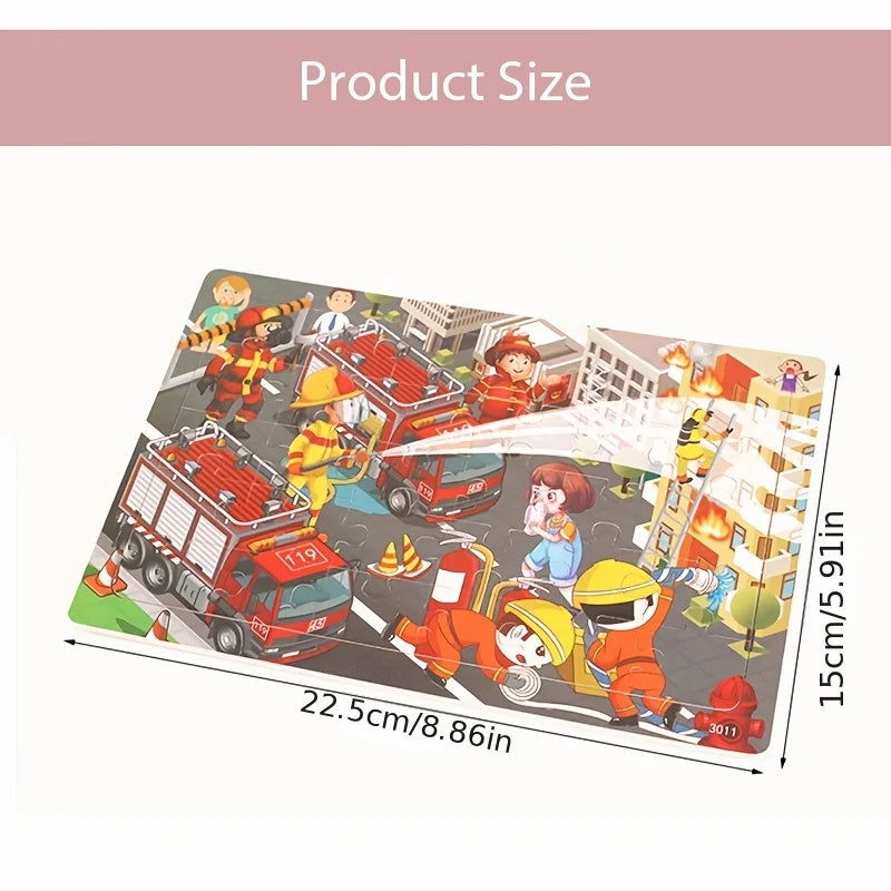 30 Pieces Wooden Jigsaw Puzzle Kids Cartoon Animal Vehicle Puzzles Games Baby Early Learning Educational Toys for Children - Slobuy