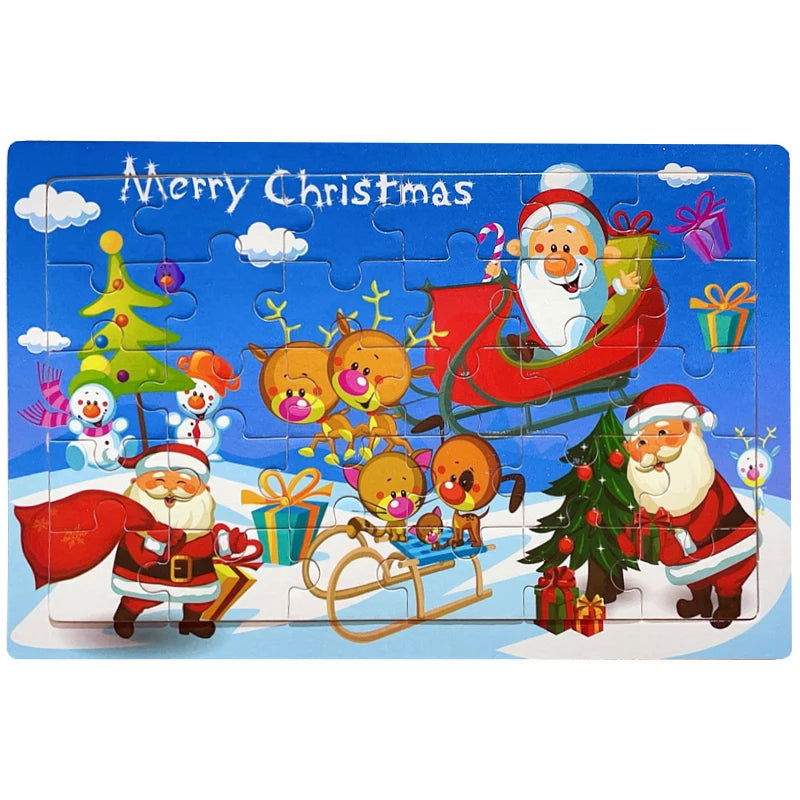 30 Pieces Wooden Jigsaw Puzzle Kids Cartoon Animal Vehicle Puzzles Games Baby Early Learning Educational Toys for Children - Slobuy