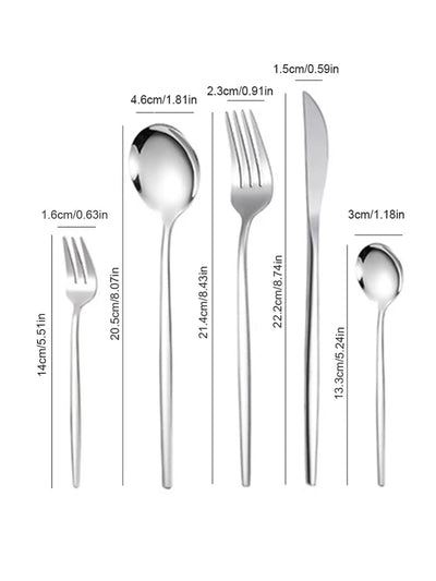 30pc Stainless steel cutlery set steak knife fruit fork dessert spoon set - Slobuy