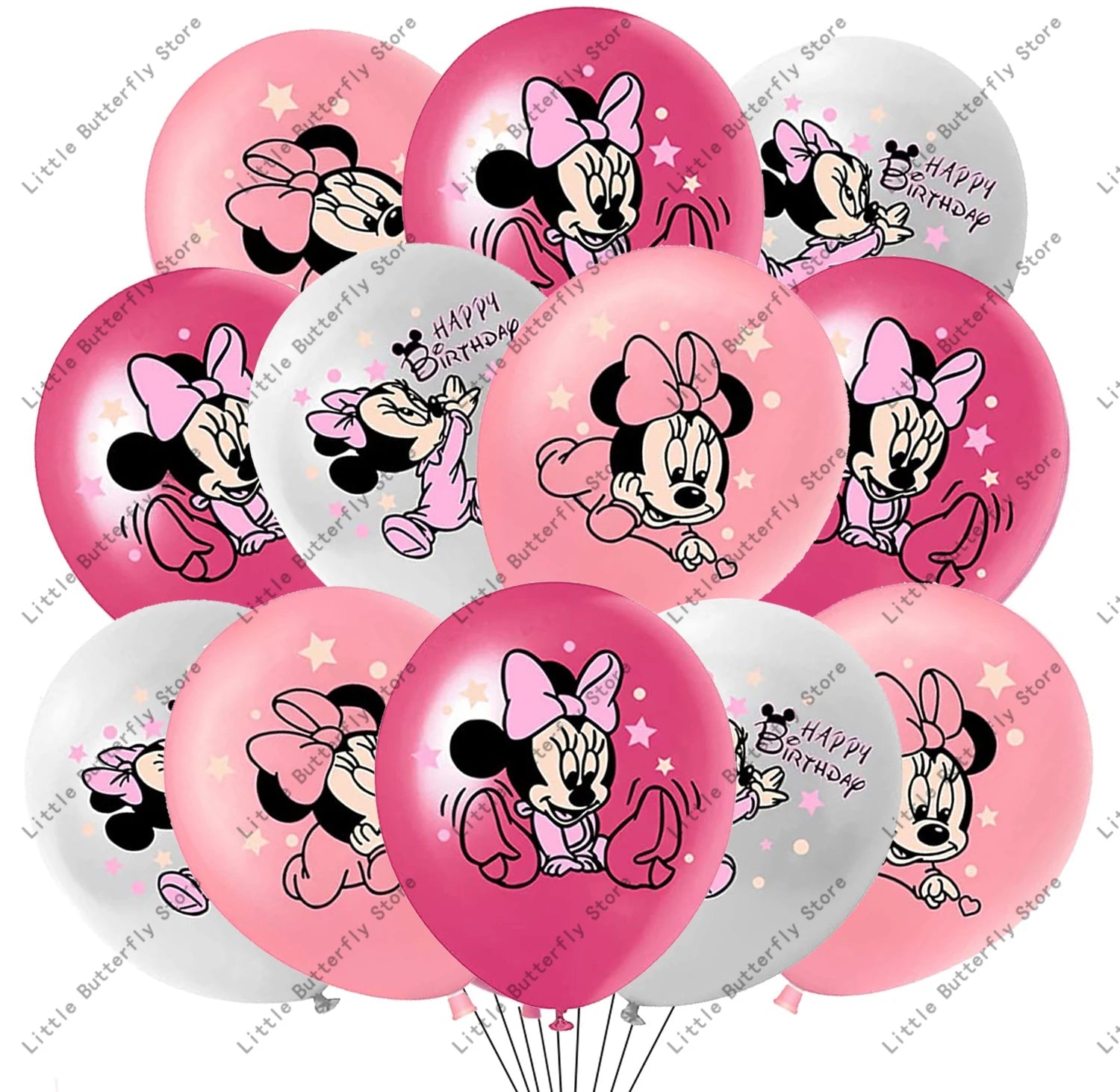 Disney 10/20/30pcs 12 Inch Pink Minnie Mouse Latex Balloon Party Supplies Party Balloon Balloons for Birthday Party Decorations - Slobuy