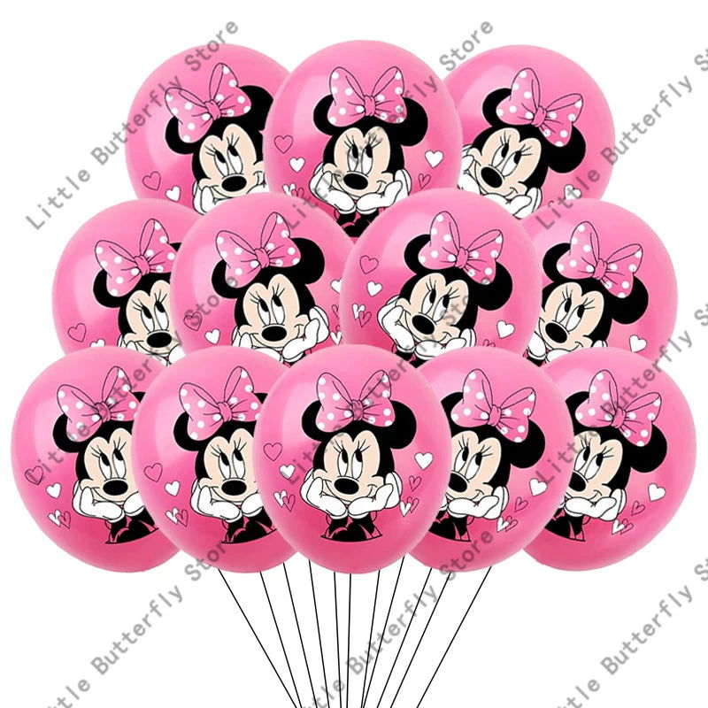 Disney 10/20/30pcs 12 Inch Pink Minnie Mouse Latex Balloon Party Supplies Party Balloon Balloons for Birthday Party Decorations - Slobuy