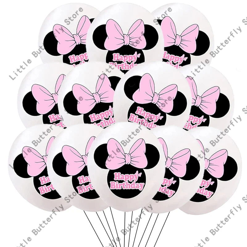 Disney 10/20/30pcs 12 Inch Pink Minnie Mouse Latex Balloon Party Supplies Party Balloon Balloons for Birthday Party Decorations - Slobuy