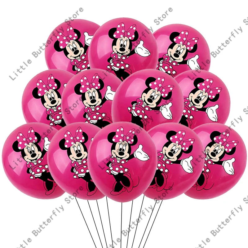 Disney 10/20/30pcs 12 Inch Pink Minnie Mouse Latex Balloon Party Supplies Party Balloon Balloons for Birthday Party Decorations - Slobuy