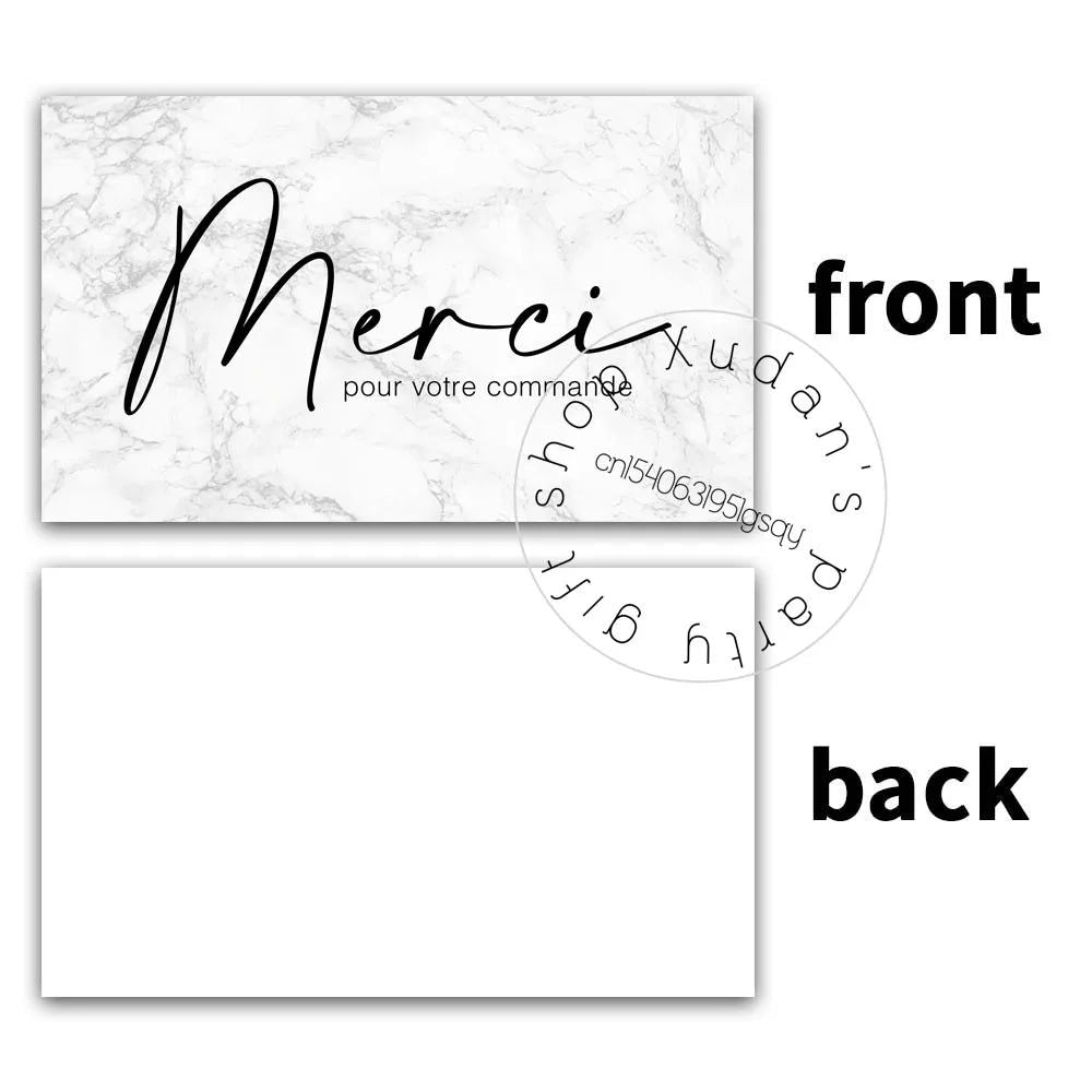 30pcs French MERCI Card Thank you for your support Thanks Greeting Card Appreciation Cardstock for Sellers Gift - Slobuy