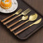30pcs Stainless Steel Imitation Wooden Handle Cutlery Set Dinnerware Clamp Western Tableware Knife Fork Tea Spoon - Slobuy