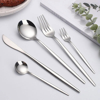 6pcs/30pcs   Stainless steel cutlery knife fork spoon western steak knife fork spoon coffee spoon dessert spoon fork set - Slobuy
