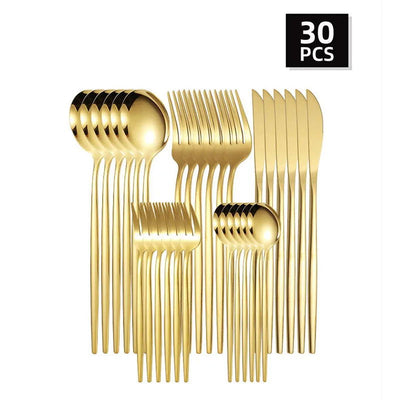 5pcs/30pcs Stainless steel cutlery set steak forks dessert spoons fruit forks are suitable for banquet restaurant guests - Slobuy