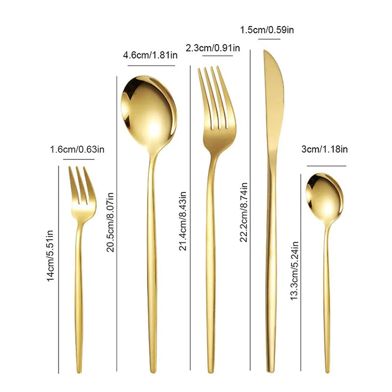 5pcs/30pcs Stainless steel cutlery set steak forks dessert spoons fruit forks are suitable for banquet restaurant guests - Slobuy
