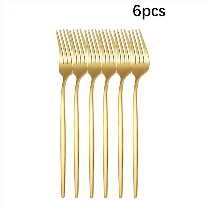 5pcs/30pcs Stainless steel cutlery set steak forks dessert spoons fruit forks are suitable for banquet restaurant guests - Slobuy