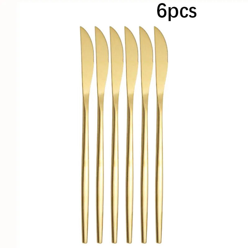 5pcs/30pcs Stainless steel cutlery set steak forks dessert spoons fruit forks are suitable for banquet restaurant guests - Slobuy