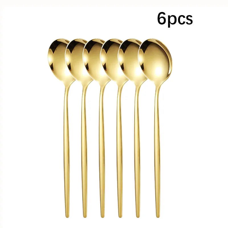 5pcs/30pcs Stainless steel cutlery set steak forks dessert spoons fruit forks are suitable for banquet restaurant guests - Slobuy