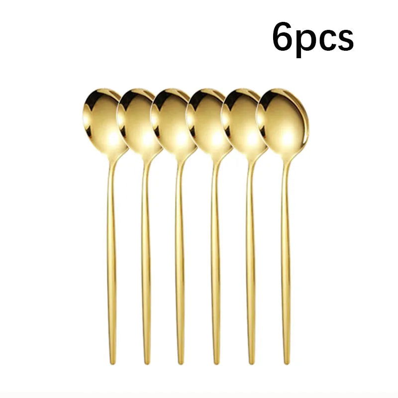 5pcs/30pcs Stainless steel cutlery set steak forks dessert spoons fruit forks are suitable for banquet restaurant guests - Slobuy