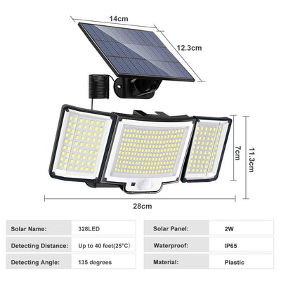 348LED Solar lamp outdoor security light with motion sensor waterproof 126/328LED powerful spotlight solar for garden Garage - Slobuy