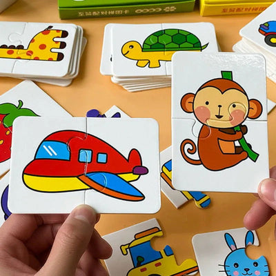 32Pcs Toddler Matching Card Early Montessori Education Puzzle Toys Cartoon Jigsaw Animal Color Shape Cognitive Training Gifts - Slobuy