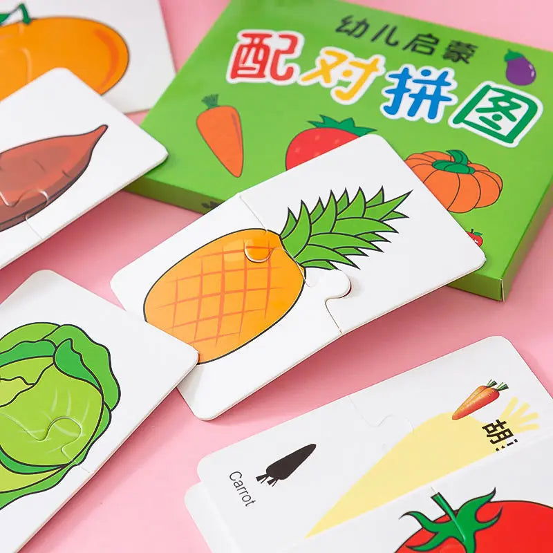 32Pcs Toddler Matching Card Early Montessori Education Puzzle Toys Cartoon Jigsaw Animal Color Shape Cognitive Training Gifts - Slobuy