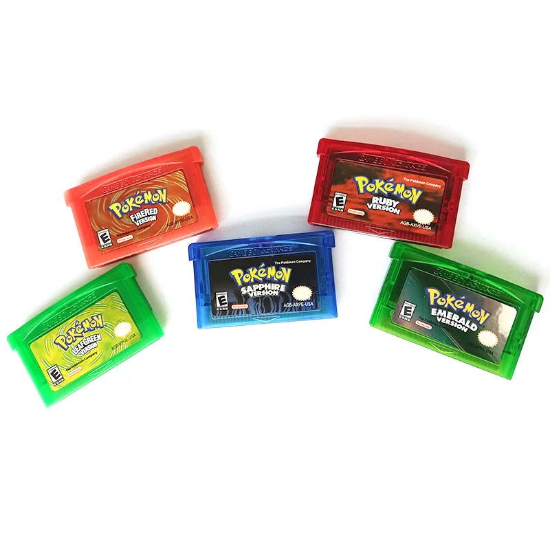 32 Bit GBA Video Game Cartridge Console Card Pokemon Series A set Emerald FireRed LeafGreen Ruby Sapphire with Shiny Label - Slobuy