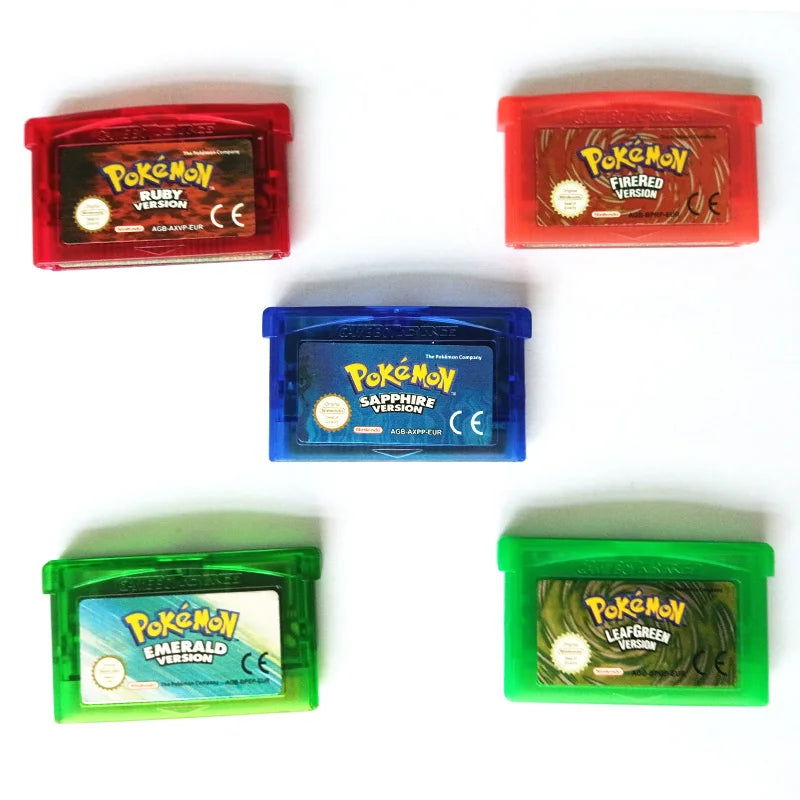 32 Bit GBA Video Game Cartridge Console Card Pokemon Series A set Emerald FireRed LeafGreen Ruby Sapphire with Shiny Label - Slobuy