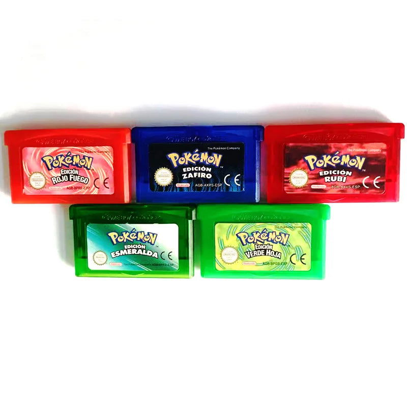 32 Bit GBA Video Game Cartridge Console Card Pokemon Series A set Emerald FireRed LeafGreen Ruby Sapphire with Shiny Label - Slobuy