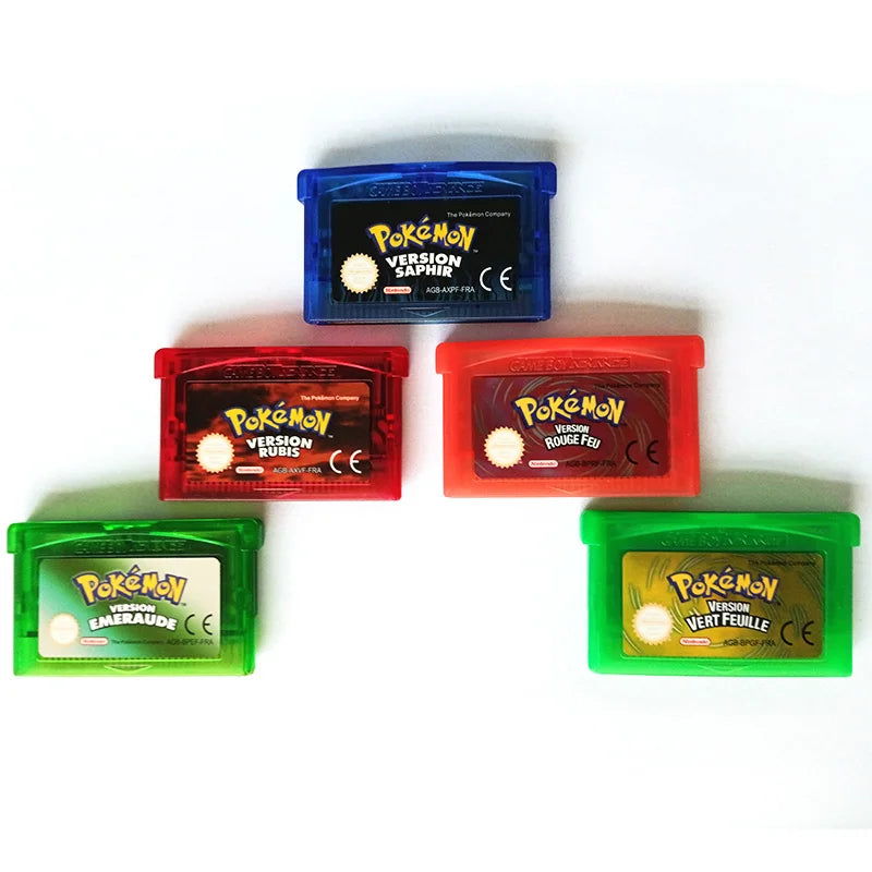32 Bit GBA Video Game Cartridge Console Card Pokemon Series A set Emerald FireRed LeafGreen Ruby Sapphire with Shiny Label - Slobuy