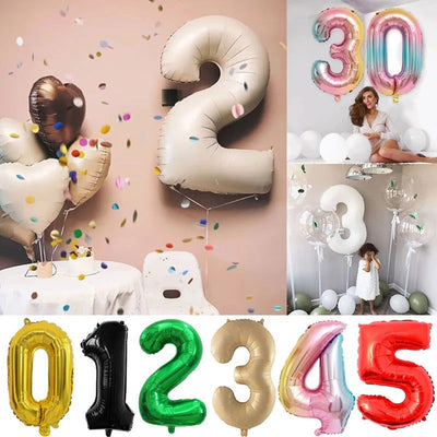 32 Inch Number Balloons Birthday Party Decoration 1St Helium Digit Balloon Wedding Decor Globos Baby Shower Caramel Color - Slobuy