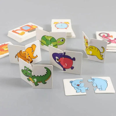 32 Pcs Enlightenment Card Matching Puzzle Early Education Cartoon Pattern Cognitive Boys and Girls Toys - Slobuy