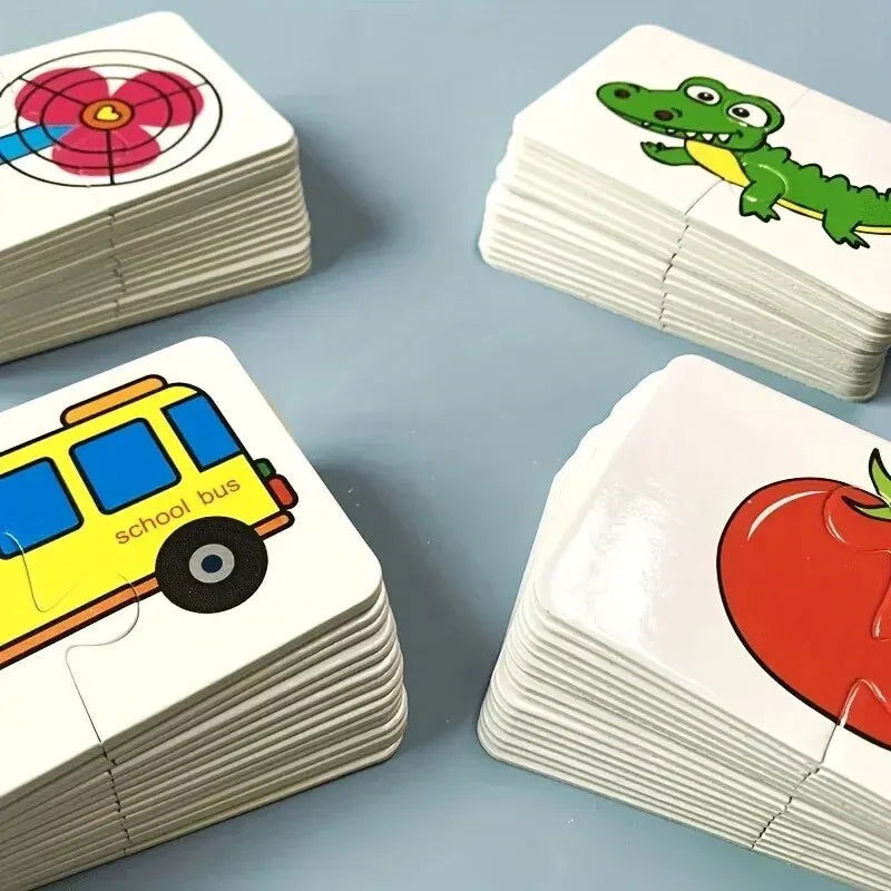 32 Pcs Enlightenment Card Matching Puzzle Early Education Cartoon Pattern Cognitive Boys and Girls Toys - Slobuy