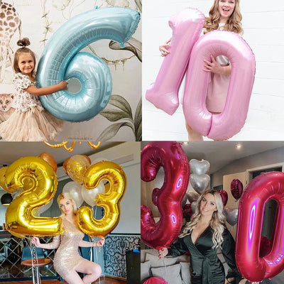 32inch Gold Blue Red Number Foil Balloons 1 2 3 4 5 6 7 8 9 18 years Old Birthday Party Wedding Decoration Baby Shower Globos - Slobuy