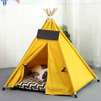 Pet Teepee Dog Cat Bed Tent with Thick Cushion Portable Puppy Houses for Cats Dogs Rabbits Up to 15kg/33lbs - Slobuy