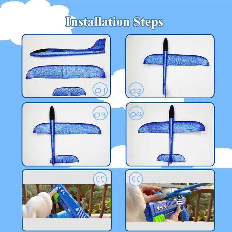 Kids 24/34cm Foam Plane Launcher Outdoor Toy for Boys Sport Catapult Game Children Girl Birthday Xmas Gifts - Slobuy