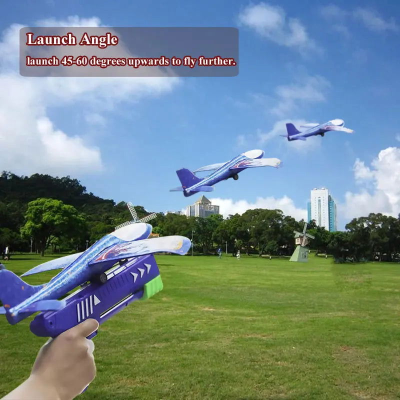 Kids 24/34cm Foam Plane Launcher Outdoor Toy for Boys Sport Catapult Game Children Girl Birthday Xmas Gifts - Slobuy