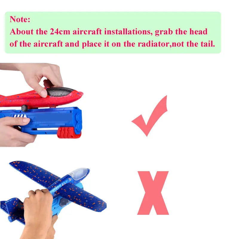 Kids 24/34cm Foam Plane Launcher Outdoor Toy for Boys Sport Catapult Game Children Girl Birthday Xmas Gifts - Slobuy
