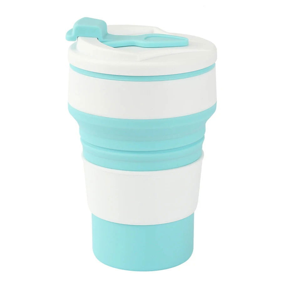 350ML Food-Grade Silicone Folding Cup, With Lid, Reusable Portable Coffee Cup, Hot Drink ,Suitable For Travel And Camping - Slobuy