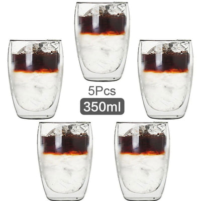 350ml Double Wall Glass Cup Transparent Handmade Heat Resistant Tea Drink Cup MINI Whisky Cup 100 centigrade Espresso Coffee Cup - Slobuy