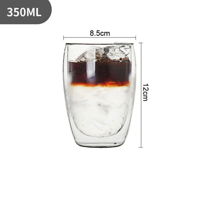 350ml Double Wall Glass Cup Transparent Handmade Heat Resistant Tea Drink Cup MINI Whisky Cup 100 centigrade Espresso Coffee Cup - Slobuy