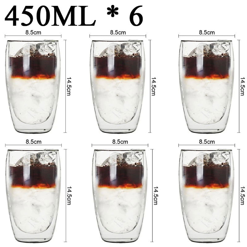 350ml Double Wall Glass Cup Transparent Handmade Heat Resistant Tea Drink Cup MINI Whisky Cup 100 centigrade Espresso Coffee Cup - Slobuy