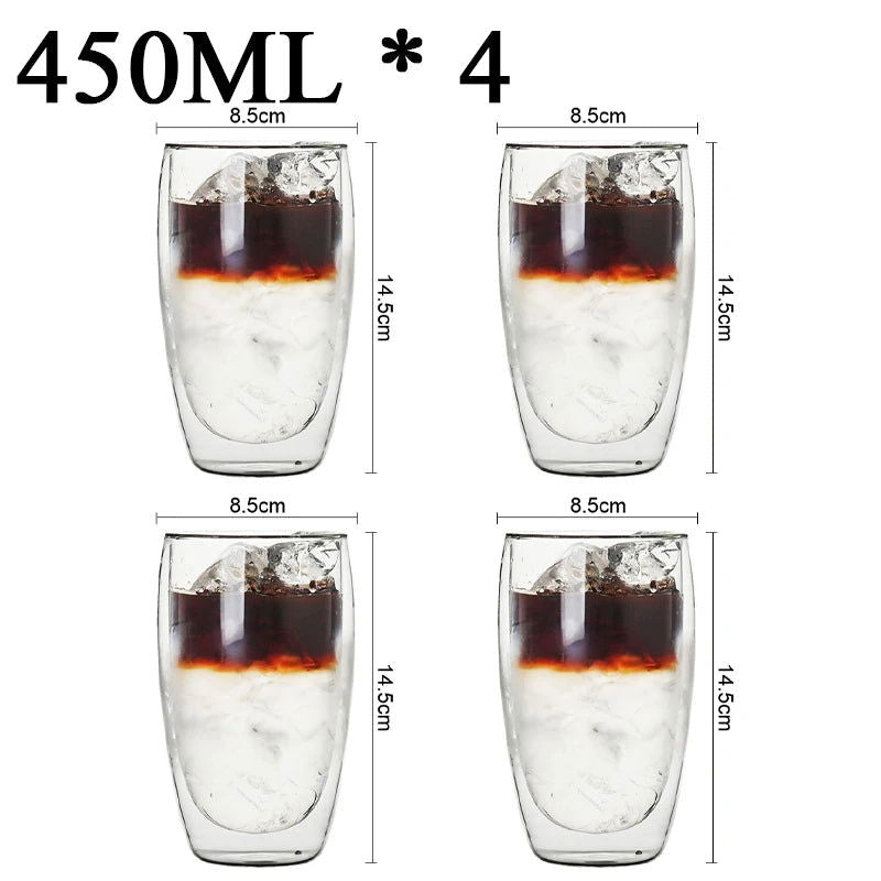350ml Double Wall Glass Cup Transparent Handmade Heat Resistant Tea Drink Cup MINI Whisky Cup 100 centigrade Espresso Coffee Cup - Slobuy