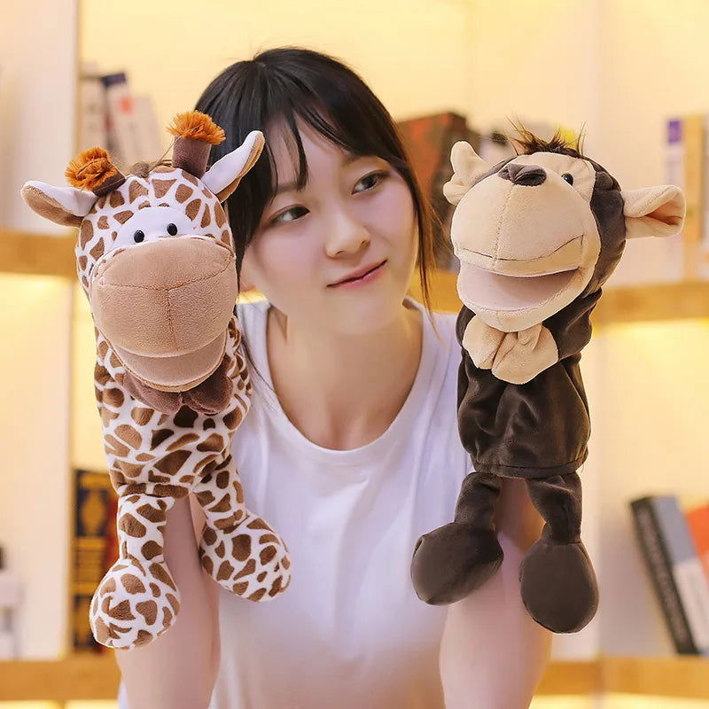 35cm Cartoon Animal Hand Puppet Parent-child Game Doll Lion Elephant Pig Appease Toys Birthday Gifts For Children - Slobuy