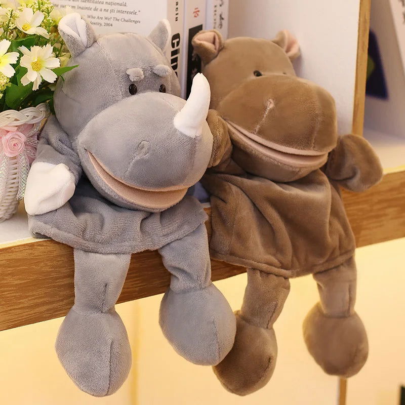 35cm Cartoon Animal Hand Puppet Parent-child Game Doll Lion Elephant Pig Appease Toys Birthday Gifts For Children - Slobuy