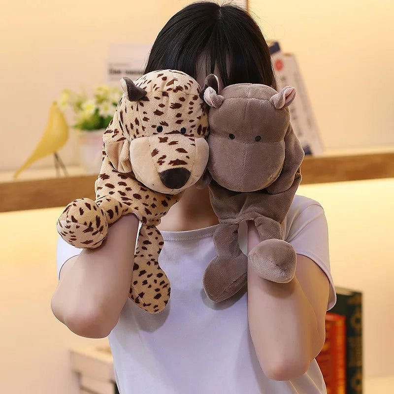 35cm Cartoon Animal Hand Puppet Parent-child Game Doll Lion Elephant Pig Appease Toys Birthday Gifts For Children - Slobuy