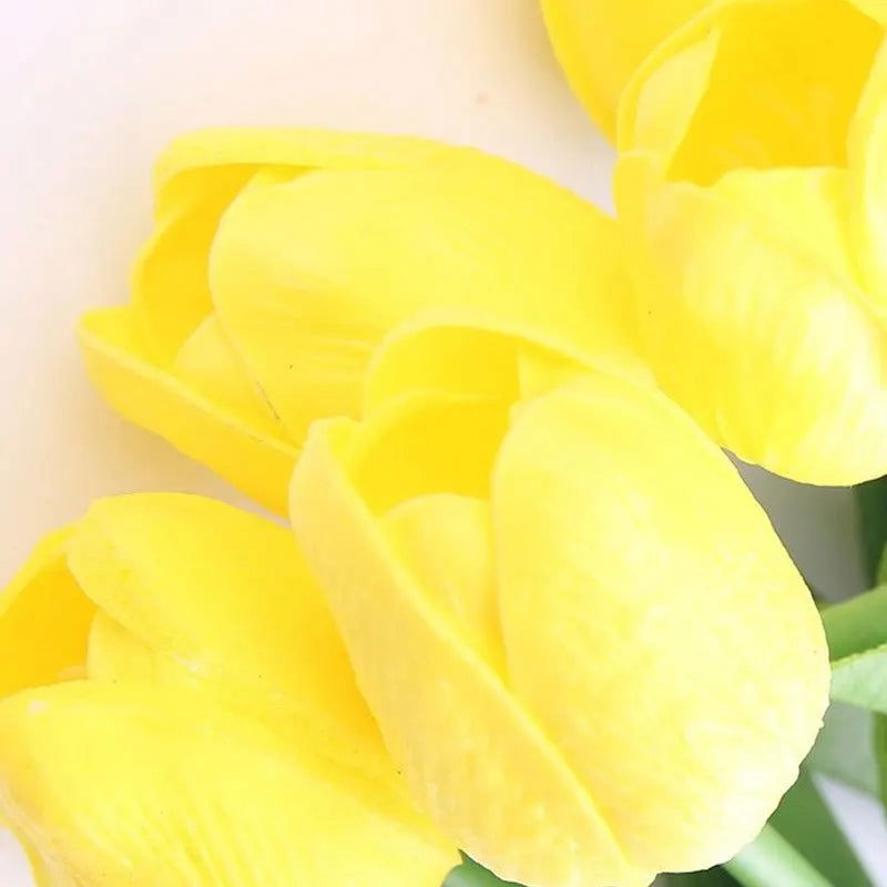 35cm White Tulip Simulation Feel Tulip Flower Home Decoration Ornaments Wedding Photography Props Fake Flowers 10pcs - Slobuy